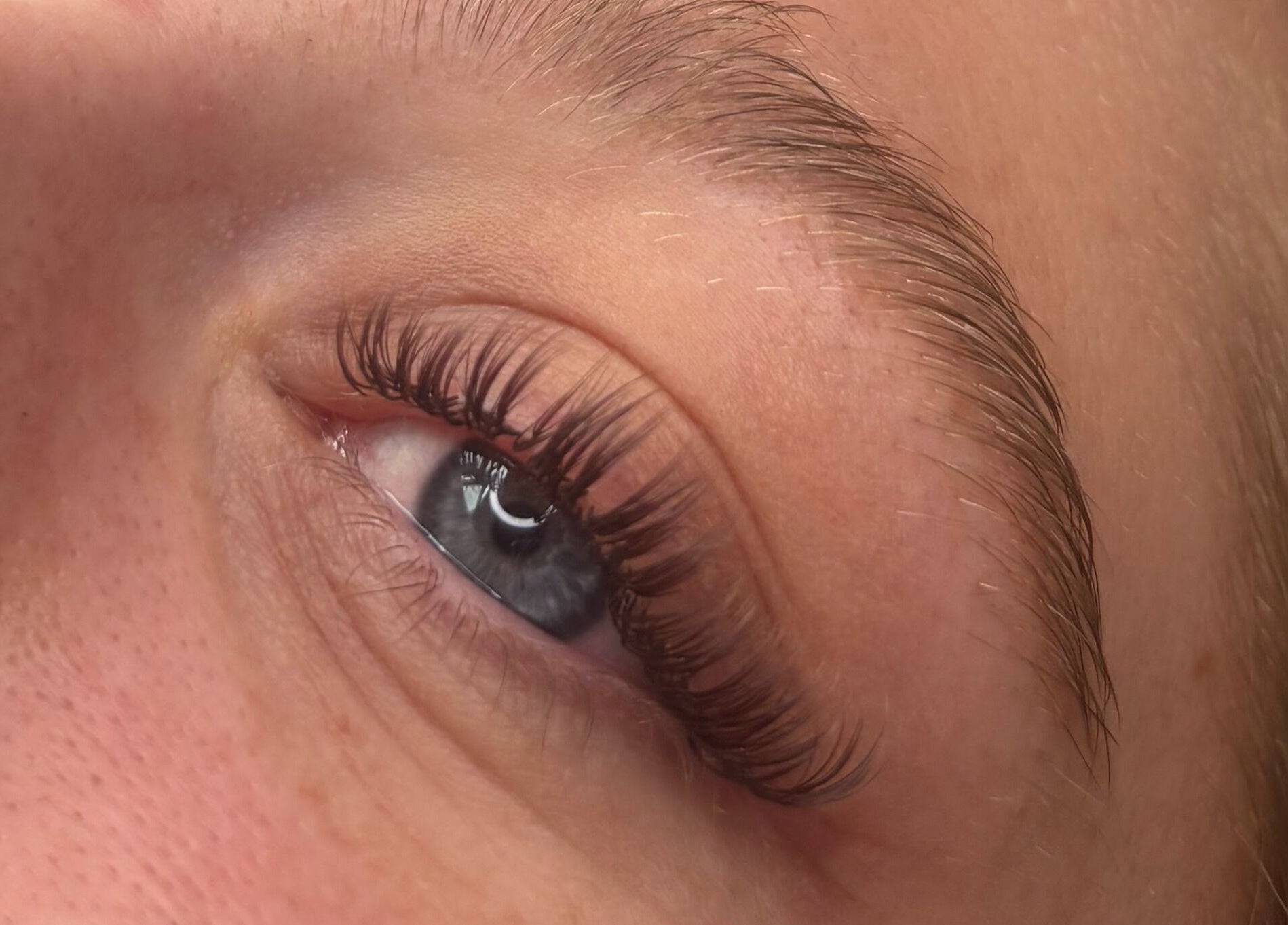 Close-up of eyelash extensions at Amy’s Lash Lounge, Worthing, England, GB, showcasing expert artistry.