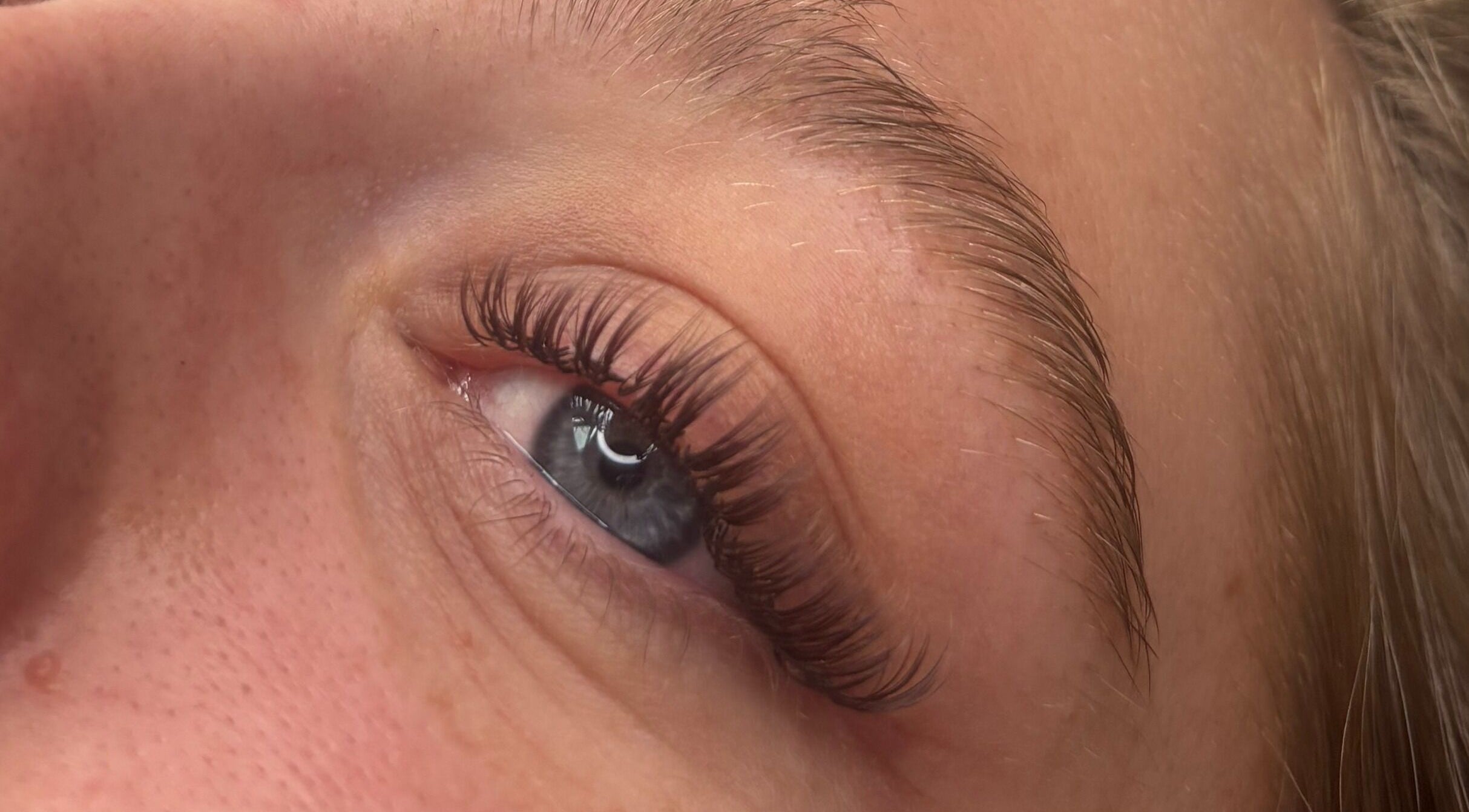 Close-up of eyelash extensions at Amy’s Lash Lounge, Worthing, England, GB, showcasing expert artistry.
