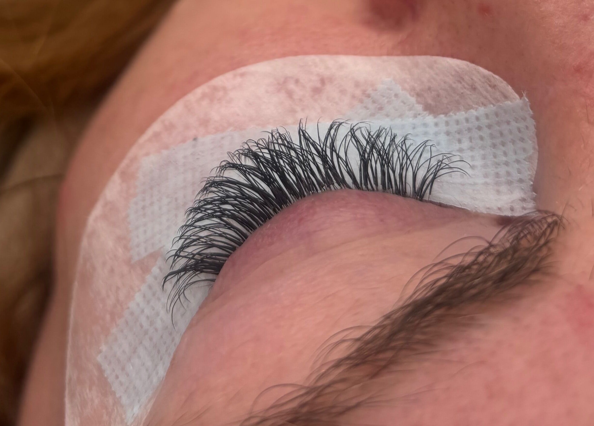 Close-up of eyelash extensions at Amy’s Lash Lounge, Worthing, England, GB.