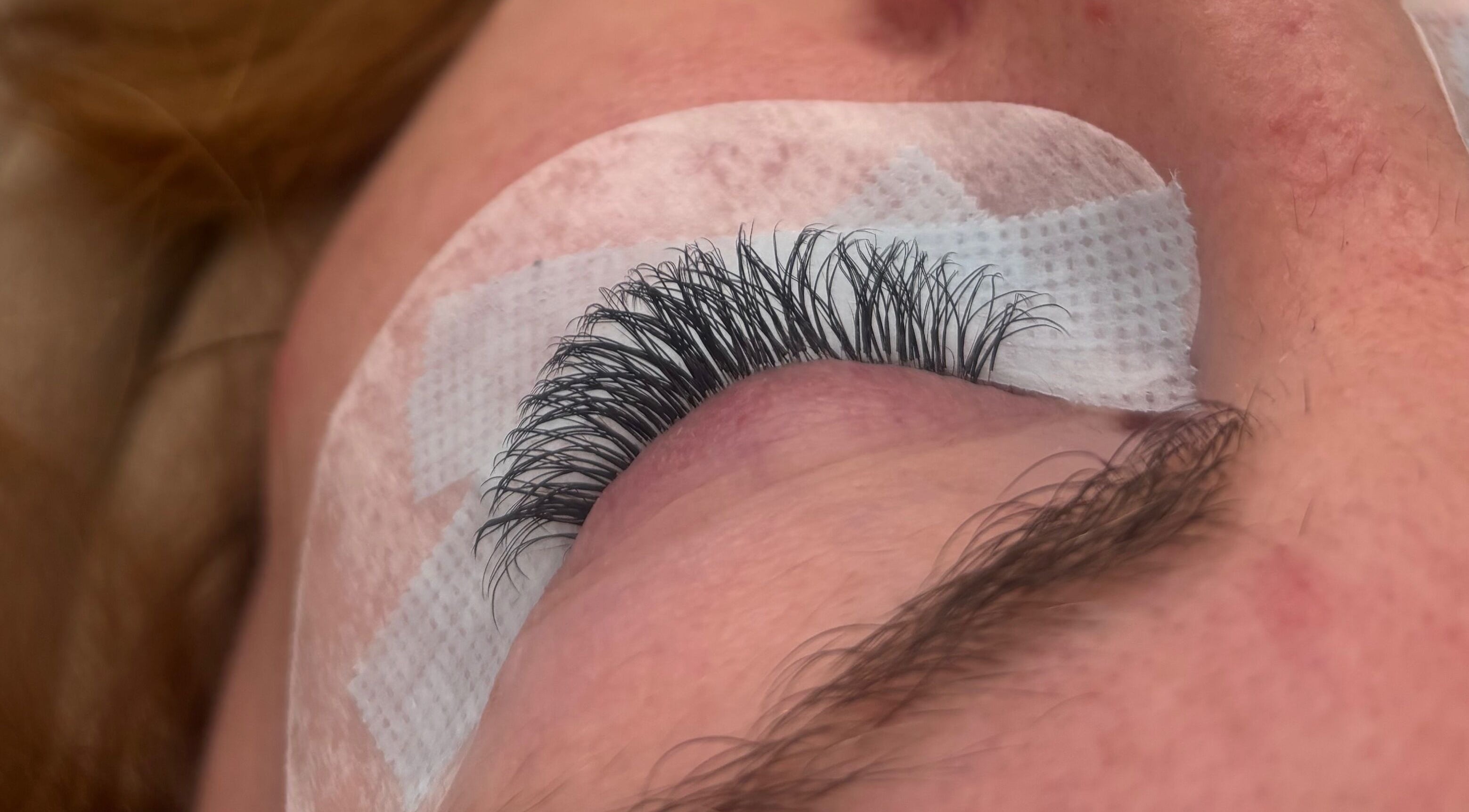Close-up of eyelash extensions at Amy’s Lash Lounge, Worthing, England, GB.