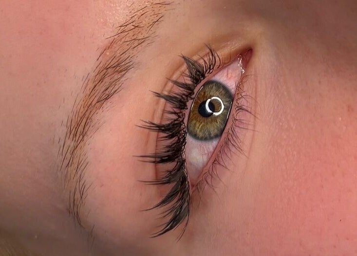 Close-up of elegant lash extensions at Amy's Lash Lounge, Worthing, England, GB.