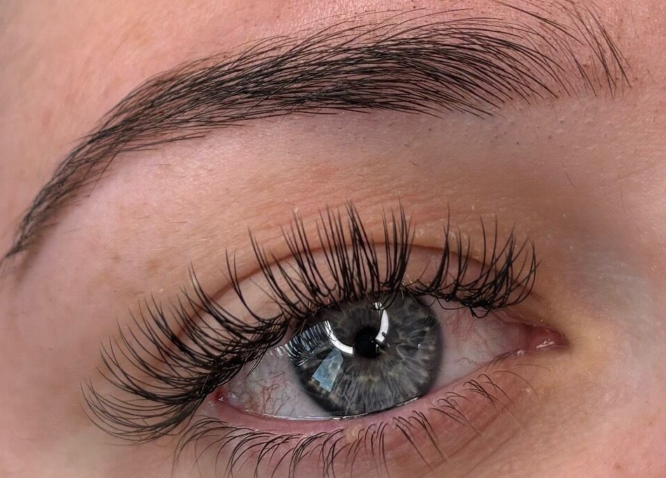Close-up of elegant eyelash extensions at Amy’s Lash Lounge, Worthing, England, GB.