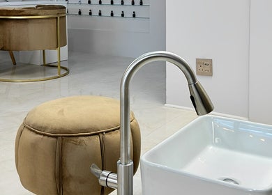 Luxurious nail station at Elle Nail Couture, Boksburg, Gauteng, ZA featuring plush seating and modern decor.