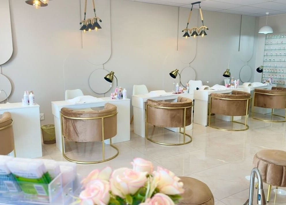 Sophisticated interior of Elle Nail Couture in Boksburg, Gauteng, ZA showcasing chic nail stations.