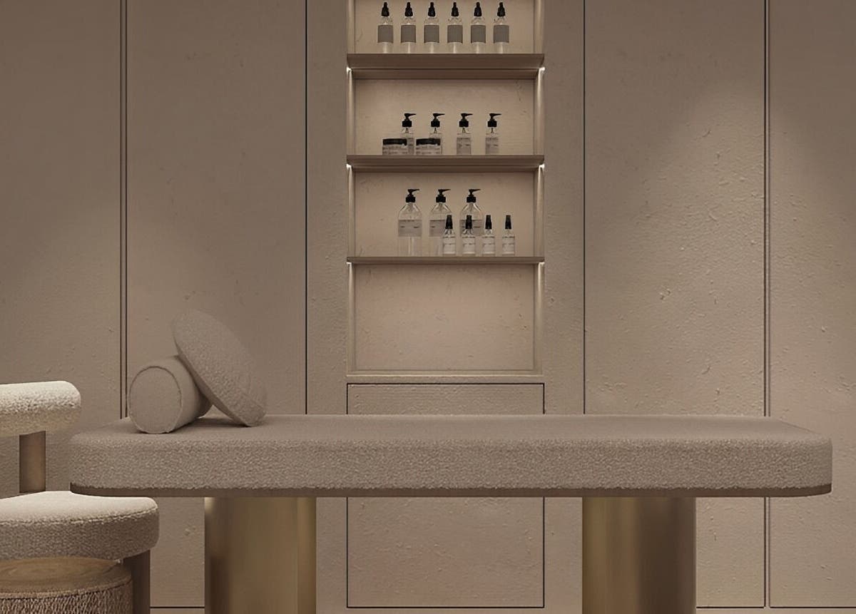 Elegant spa treatment room at Luci Luna, Dubai, Dubai, AE, showcasing modern design and relaxation ambiance.