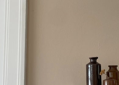 Rustic brown vases on a shelf at Cleo Rogers Skincare - Alma Studios in Brighton And Hove, England, GB.