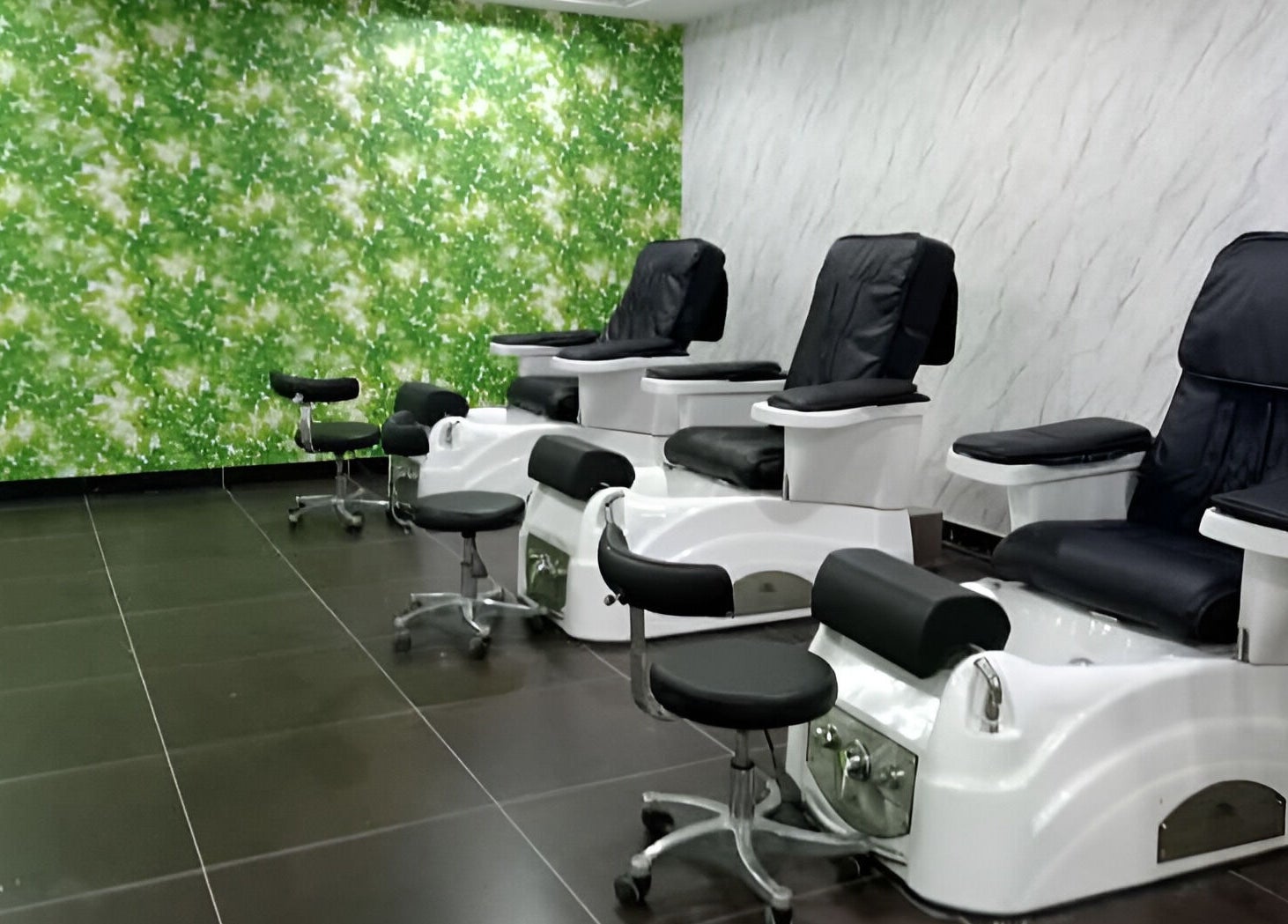 Elegant pedicure chairs at Lotus Spa & Retreat, Dubai. Ideal for relaxation and beauty treatments.