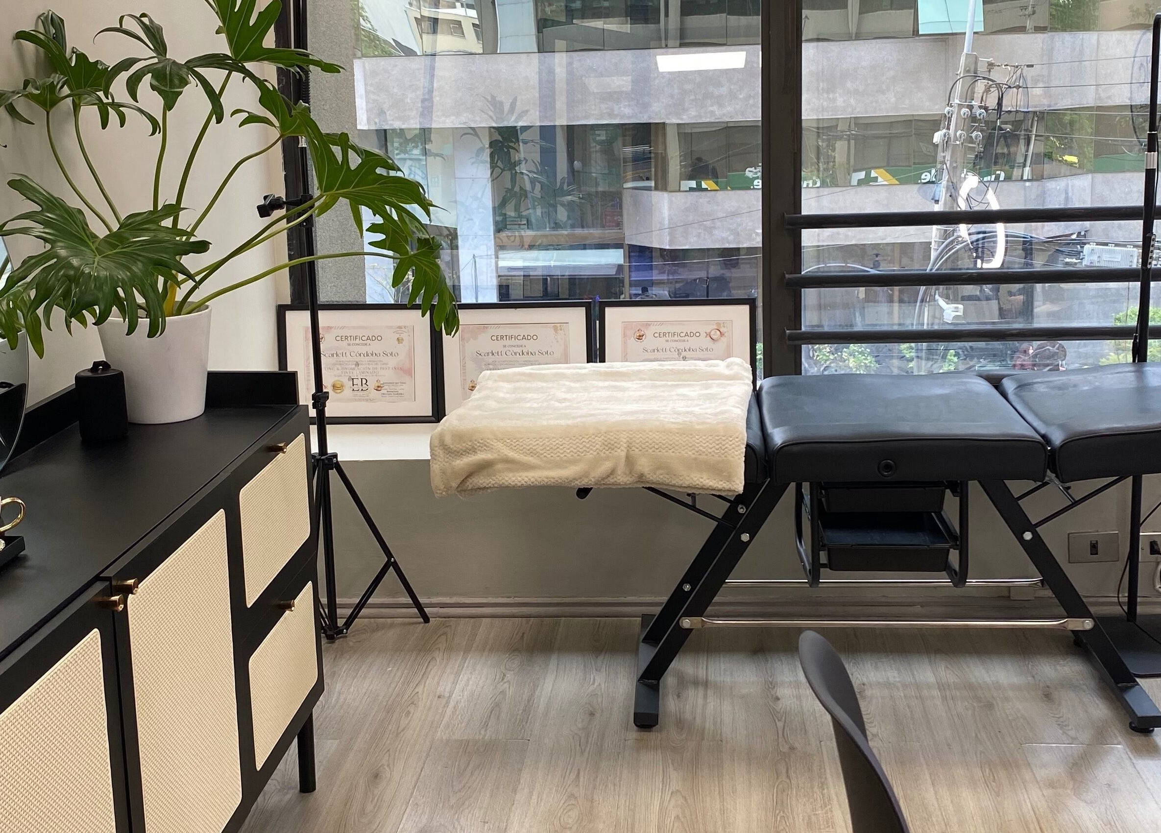 Interior de Scstudio Cl en Providencia, Región Metropolitana, CL, con camilla y decoración moderna.