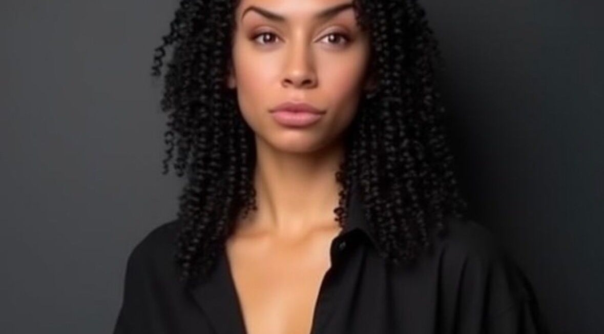 Model with elegant curly hairstyle at Silk-E-Fyne, Winnipeg, Manitoba, CA.