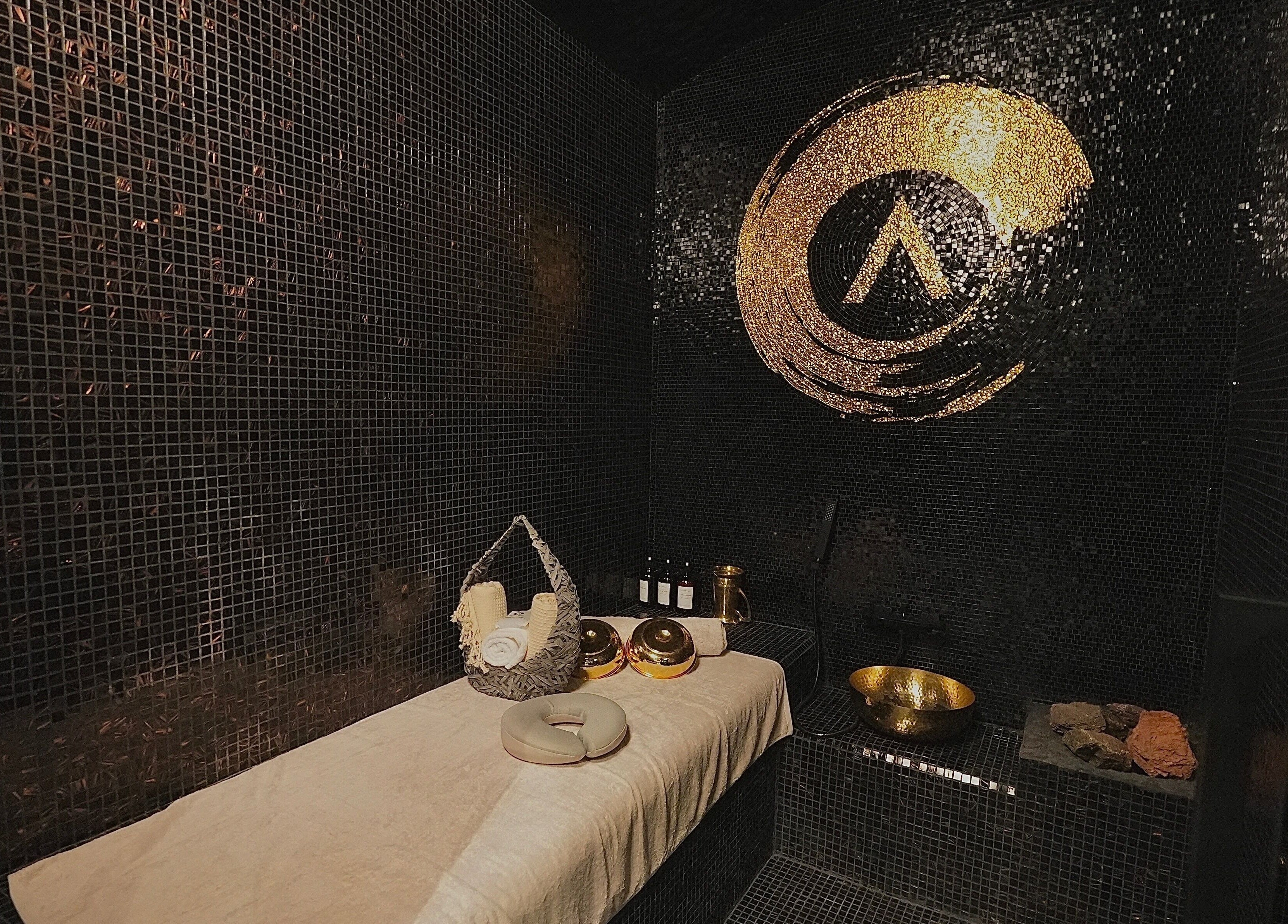 Luxurious massage room at Adara Spa Retreat, Ladies Spa, Dubai, Dubai, AE featuring elegant decor and calming ambiance.