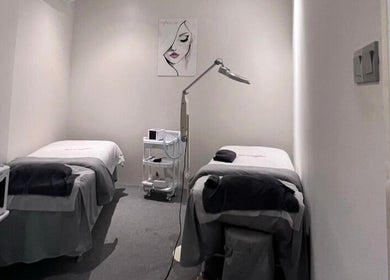 Dual treatment beds at Confiance Lab, Tanjung Tokong, Pulau Pinang, MY, offering a serene wellness experience.