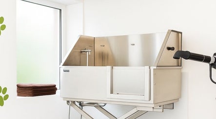 State-of-the-art dog grooming station at Pawlour Spa - Dog Groomers in London, England, GB.