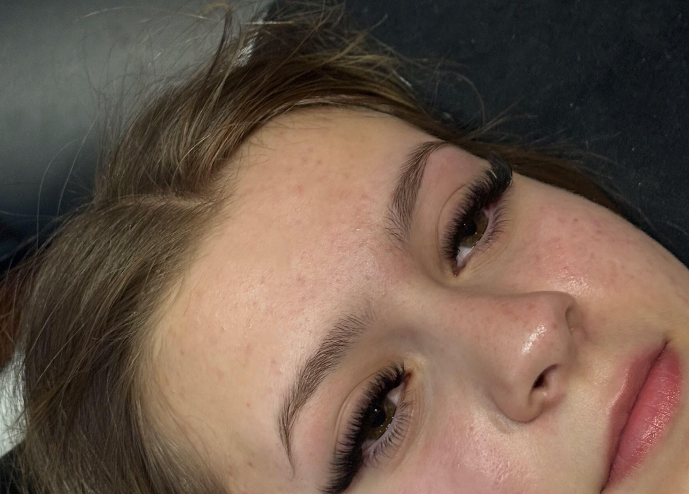 Close-up of a person with elegant lash extensions at The Glam Shack, Mawsley, England, GB.