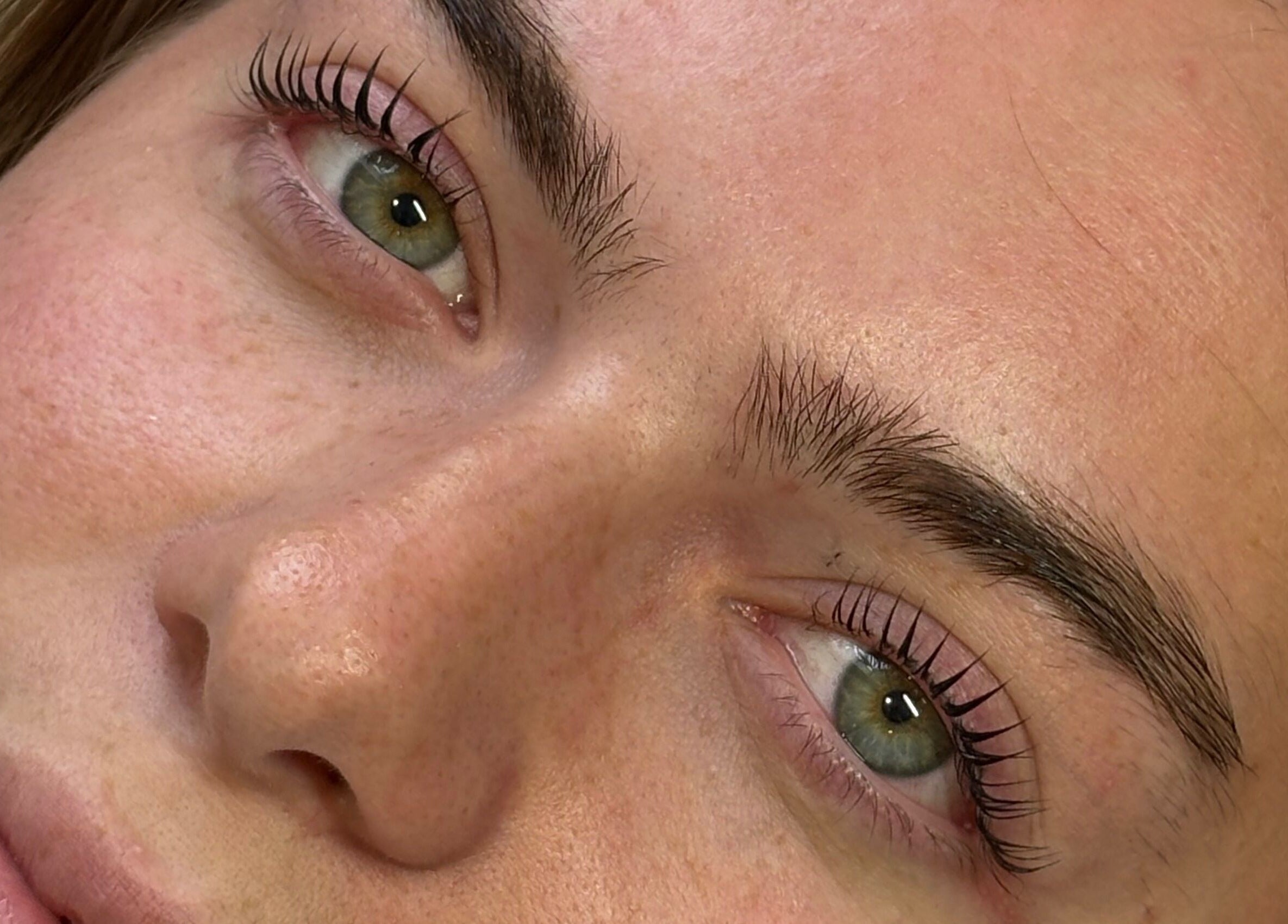 Close-up of enhanced eyelashes at The Glam Shack, Mawsley, England, GB showcasing lash beauty.