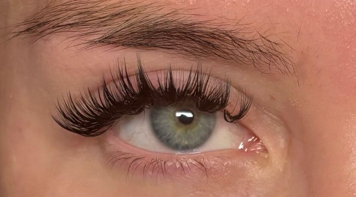 Close-up of eye with voluminous lashes at Zoee Black Lashes in London, England, GB.