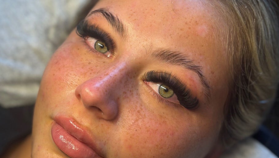 Close-up of lush eyelash extensions at Lash.Lounge Co, Portsmouth, England, GB.
