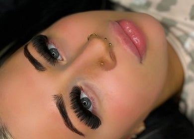 Close-up of eye with dramatic lashes at Lash.Lounge Co, Portsmouth, England, GB.