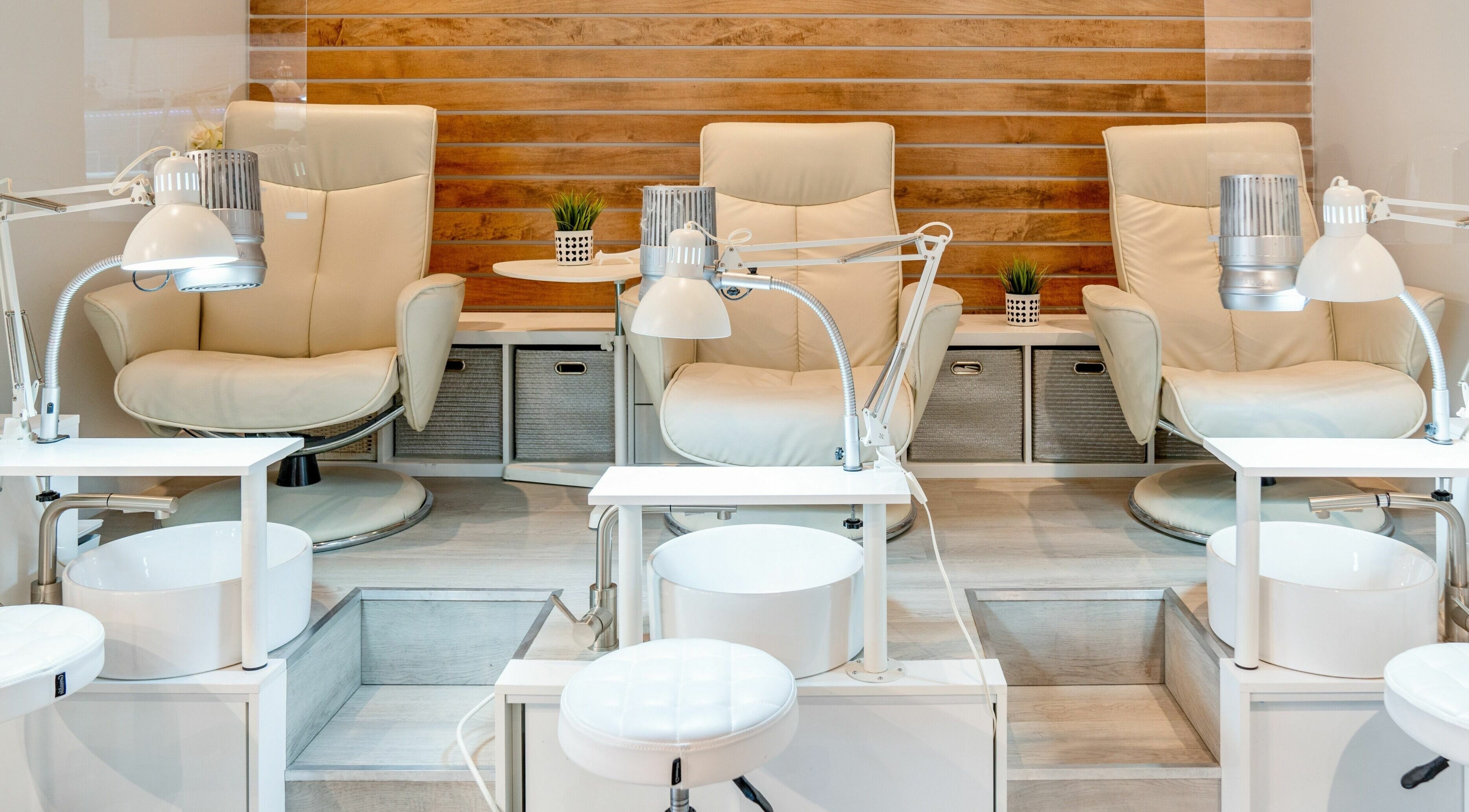 Luxurious nail salon seating at Euronails | New Westminster, British Columbia, CA, offering a serene ambiance.