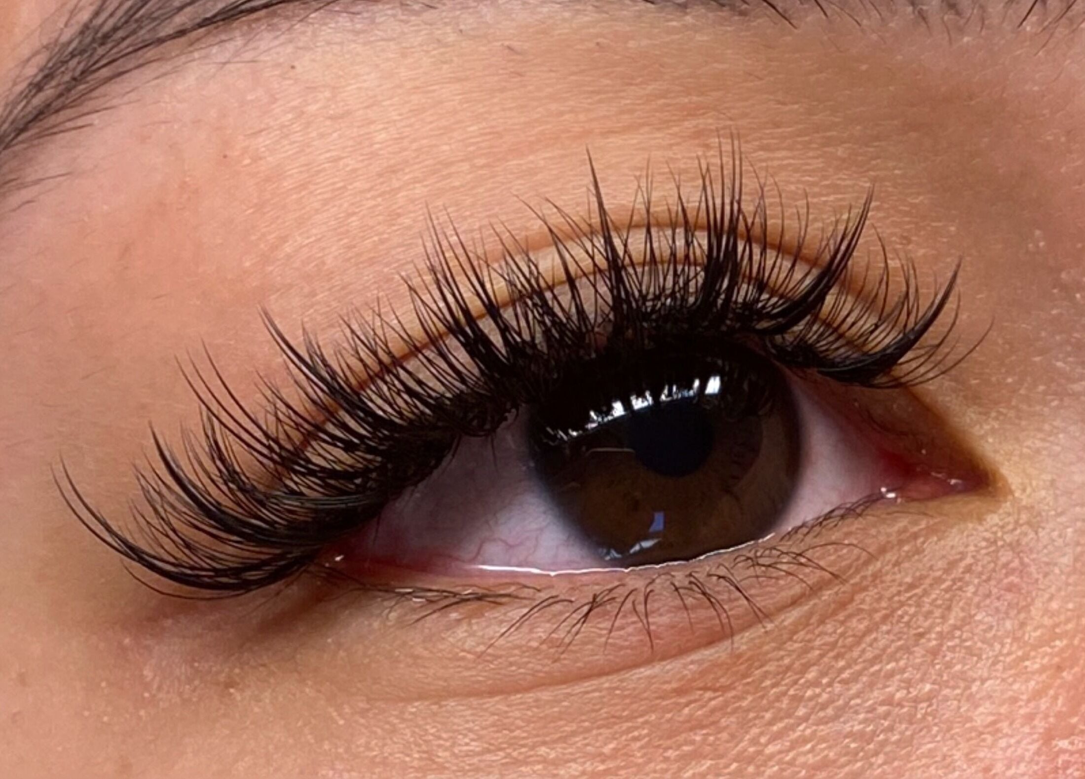 Close-up of elegant eyelash extensions at KOVI Lashes, Melbourne, Victoria, AU.