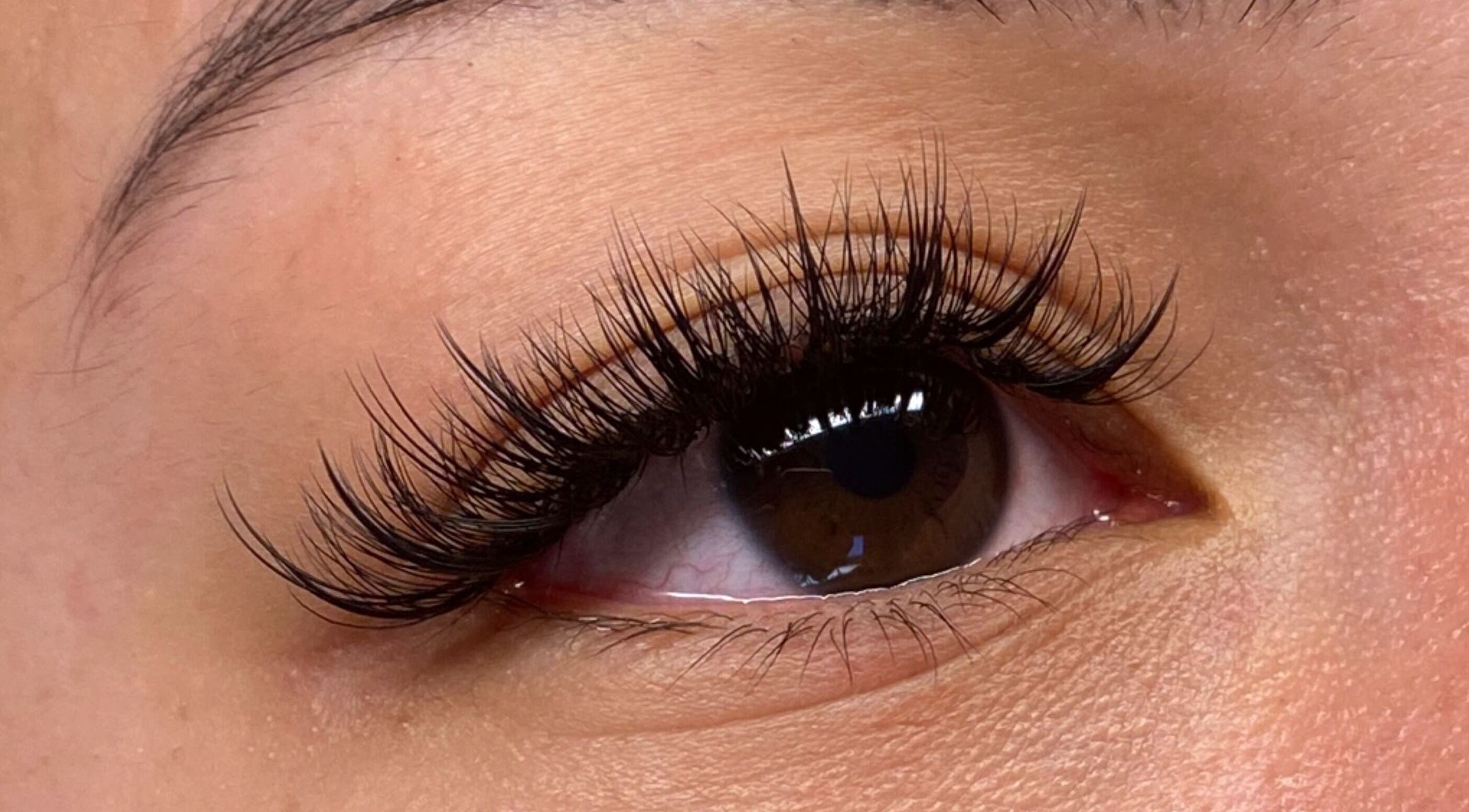Close-up of elegant eyelash extensions at KOVI Lashes, Melbourne, Victoria, AU.