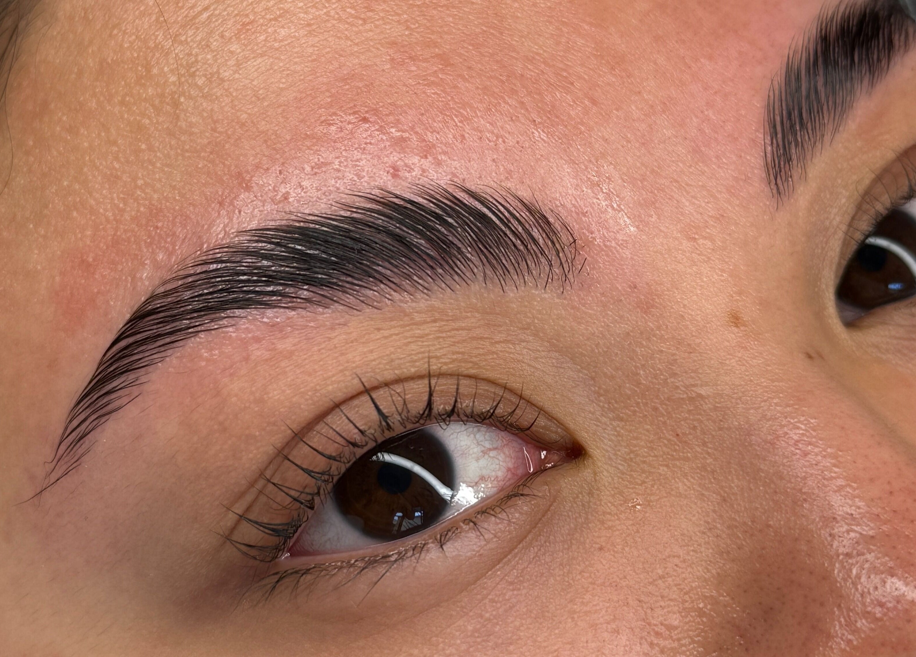 Close-up of expertly shaped eyebrows at KOVI Lashes, Melbourne, Victoria, AU.