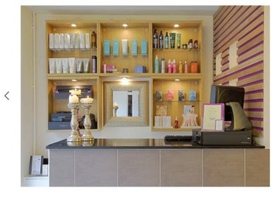 Luxurious reception at Adele@thetherapysuite in Inverness, Scotland, GB, displaying premium beauty products.