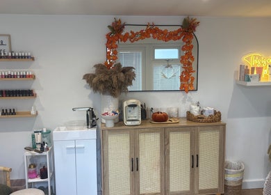 Inviting nail salon corner at The Hideaway By Carly, Manchester, England, GB, showcasing a cozy and stylish setup.