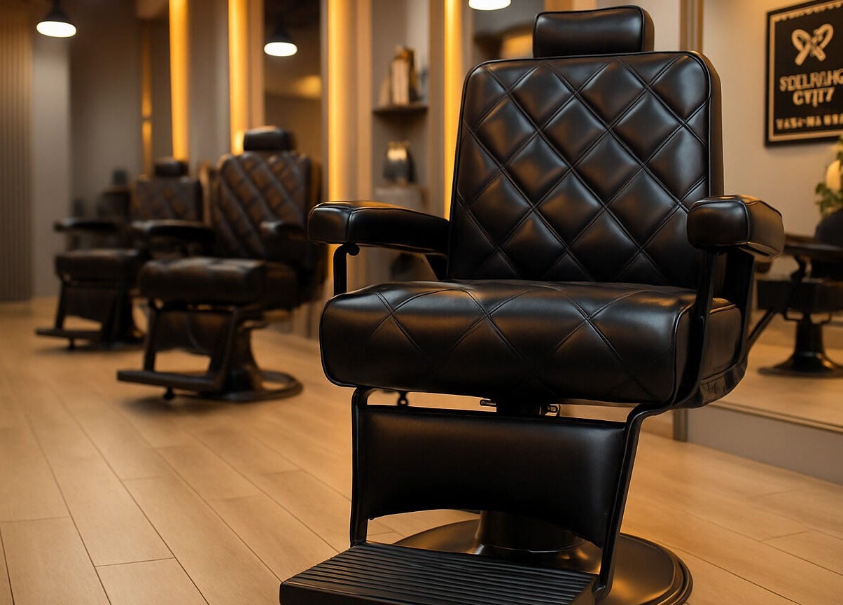Elegant leather styling chair at Trend Style Gent Salon, inviting atmosphere in دبي, دبي, AE.
