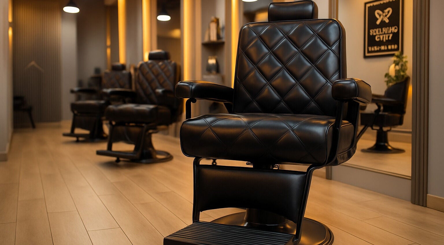 Elegant leather styling chair at Trend Style Gent Salon, inviting atmosphere in دبي, دبي, AE.