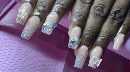 Elegant nail art with 3D butterflies at Bratz Klaws LC, Vieux Fort, Vieux Fort, LC.