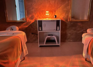 Tranquil treatment room at Three Sisters Spa And Beauty Center, Long Bay West End, AI. Relaxing ambiance.
