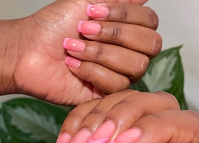 Elegant pink manicure at Three Sisters Spa And Beauty Center, Long Bay West End, AI.