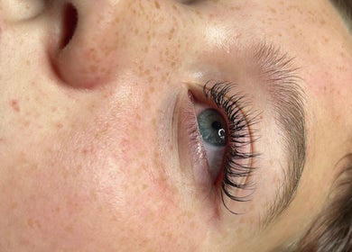 Close-up of elegant eyelash extensions at Nailphoria Beauty, Leeds, England, GB.