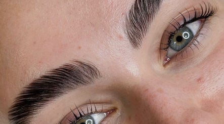Close-up of expertly shaped eyebrows at Sandra Faria Beauty, Hudson, Massachusetts, US.