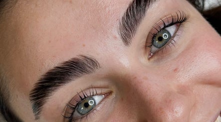 Close-up of expertly shaped brows at Sandra Faria Beauty, Hudson, Massachusetts, US.