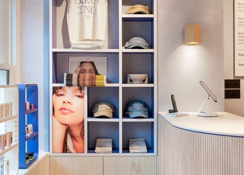 Beam venue interior in London, England, GB with stylish merchandise and calming decor.