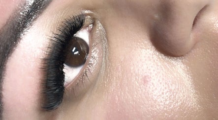 Close-up of enhanced lashes at Lucyna Lashes in Milton Keynes, England, GB.