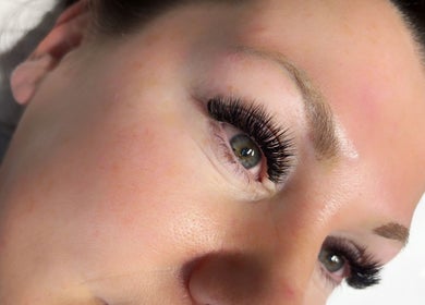 Close-up of eyelash extensions at Lucyna Lashes, Milton Keynes, England, GB showcasing detailed lash work.
