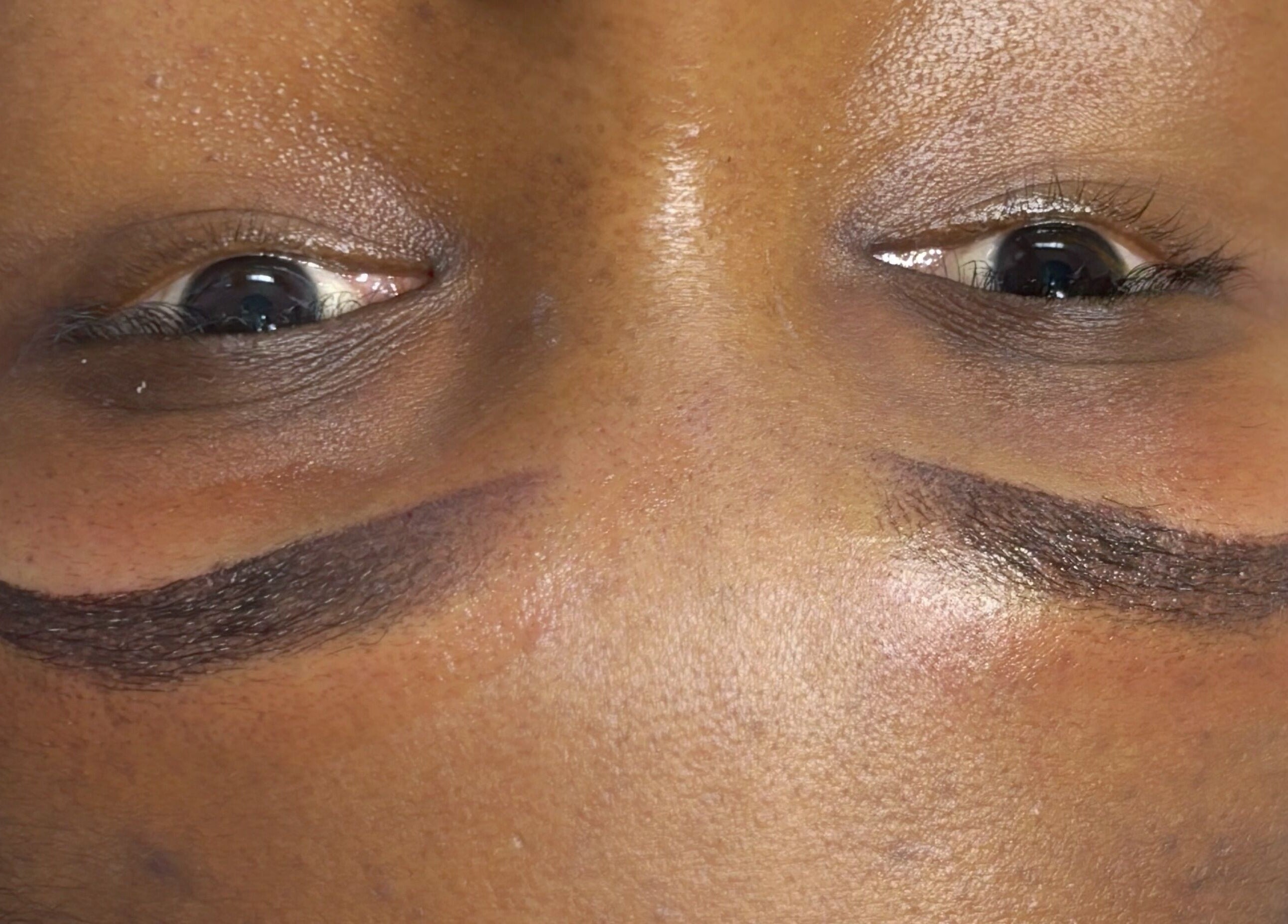 Close-up of expertly shaped eyebrows at Lucyna Lashes, Milton Keynes, England, GB.