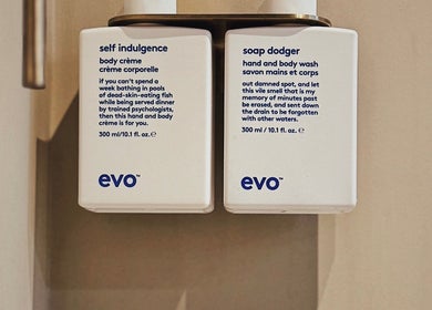 Evo body care products in District Salon, Southend-on-Sea, England, GB provide an indulgent spa experience.
