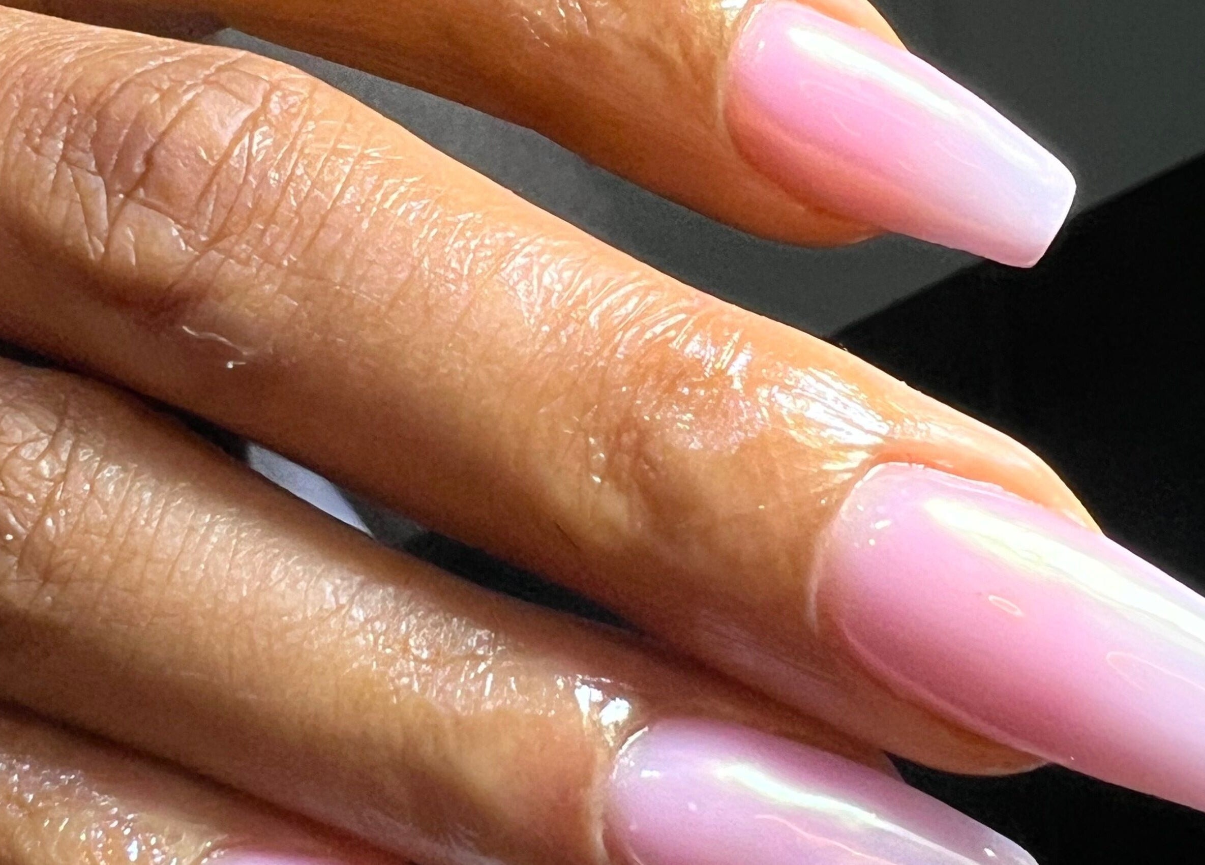 Beautiful pink manicured nails at The Nail Lab, Abuja, Federal Capital Territory, NG.