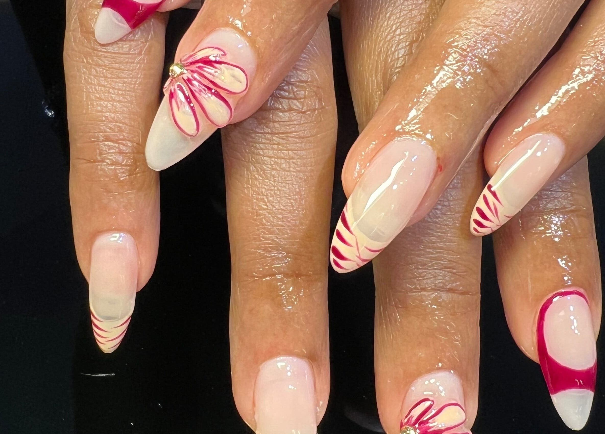 Elegant floral nail designs at The Nail Lab, Abuja, Federal Capital Territory, NG.