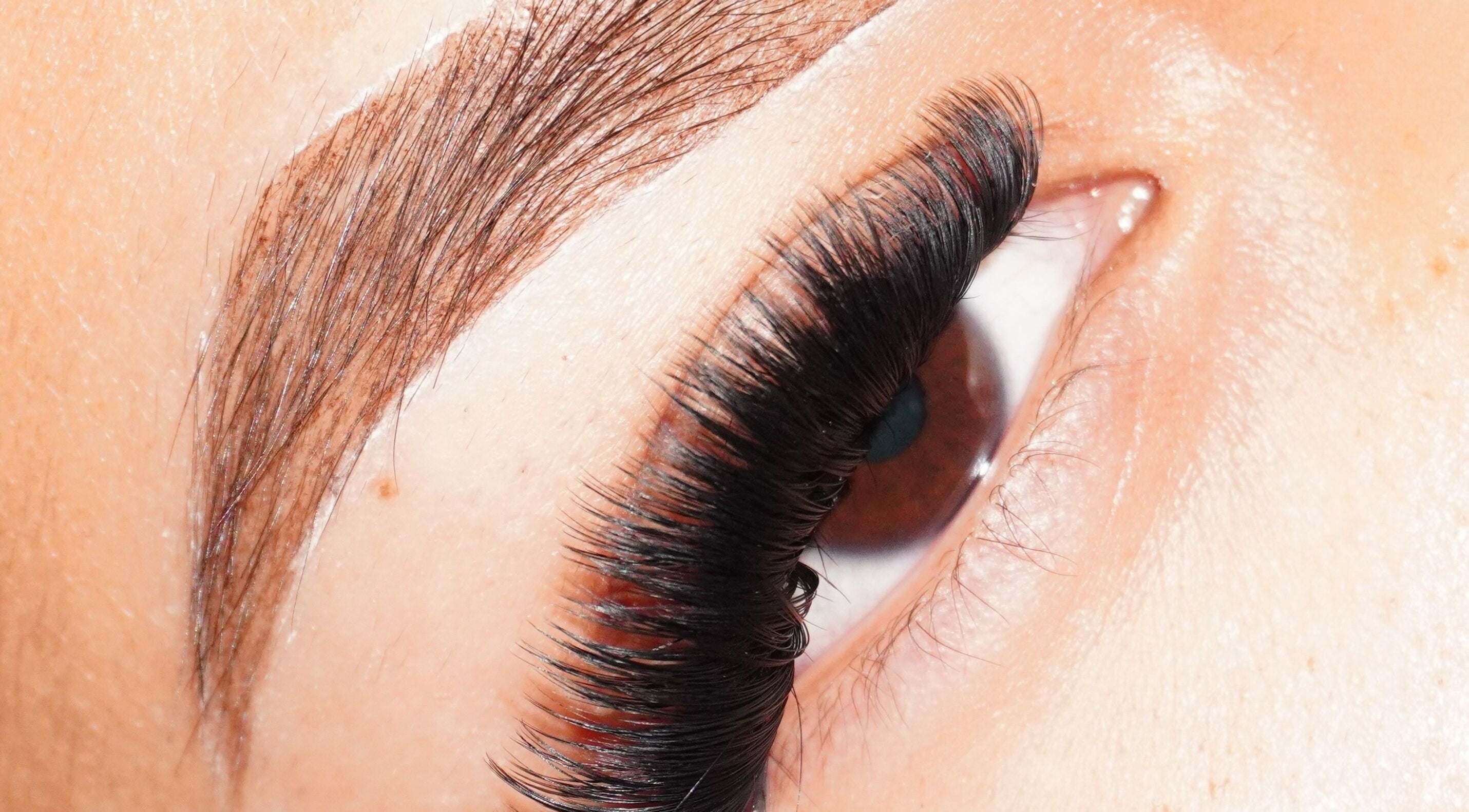 Close-up of expertly applied eyelashes at Alemán’s Muse, Orlando, Florida, US.