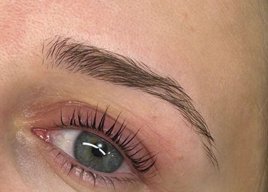 Close-up of perfectly shaped eyebrow at Neu Beauty Salon, Newport, Wales, GB.