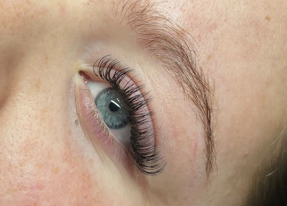 Close-up of elegant eyelash extensions at Nova, Clitheroe, England, GB.