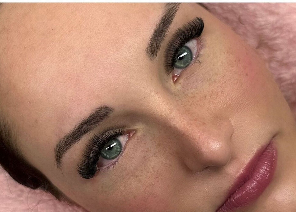 Close-up of lush eyelashes at Lashes by Katie and Skincare, Bethesda, Maryland, US.