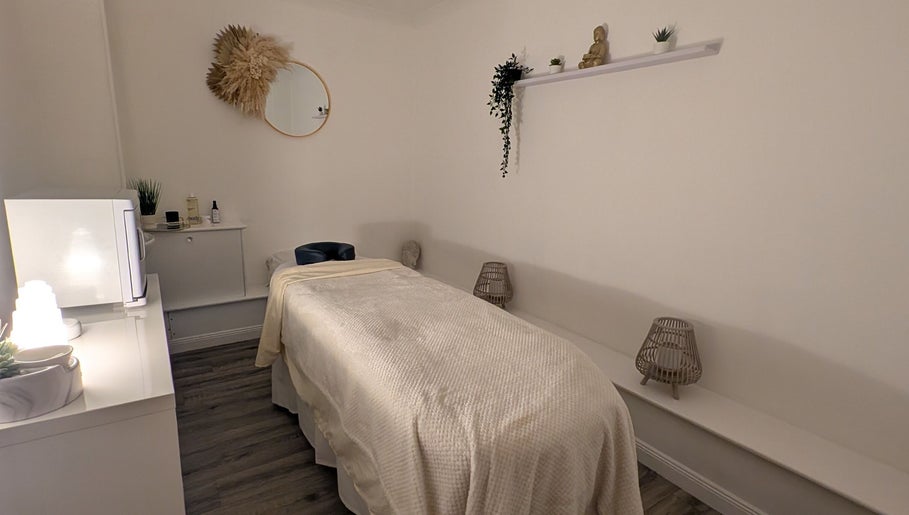 Orchid Therapies' tranquil therapy room with a massage table, Leven, Scotland, GB.
