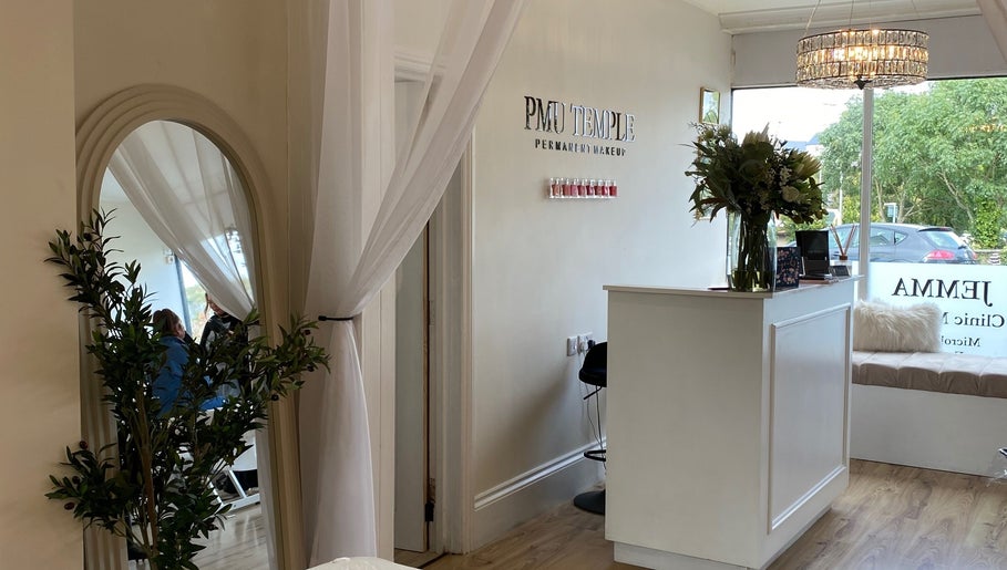 Chic beauty reception at By Megan Robinson, Plymouth, England, GB with elegant decor and natural light.