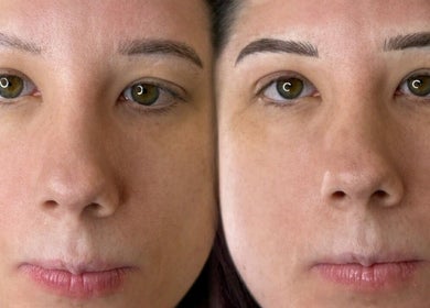 Eyebrow enhancement before and after at By Megan Robinson, Plymouth, England, GB. Stunning visible results.