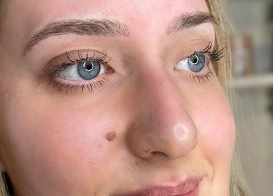 Detailed eyebrow care by Megan Robinson in Plymouth, England, GB showcasing expertly shaped and groomed brows.